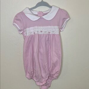 Pink Baby Romper with White Collar